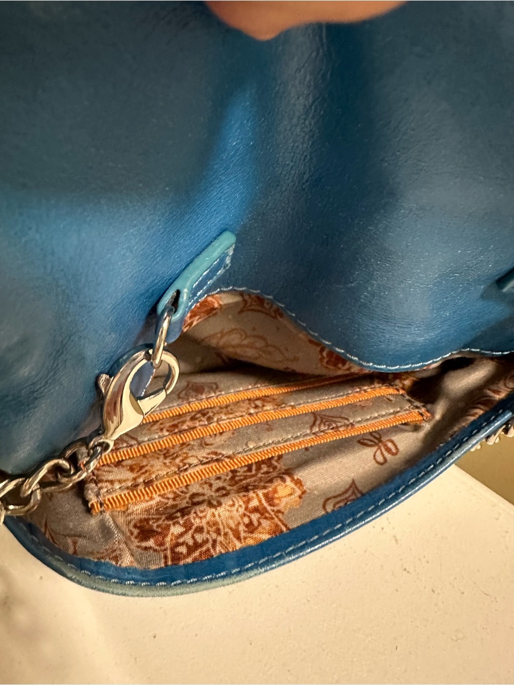 HOBO Teal-Blue Leather Zip Wristlet - Picture 4 of 7